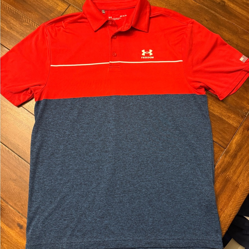 NWOT! Under Armour Freedom Men's Red and Navy Polo Shirt